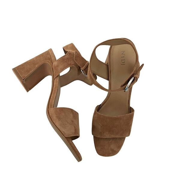 NYDJ Brown The Liz Block Heel Ankle Strap Sandals - Picture 1 of 8